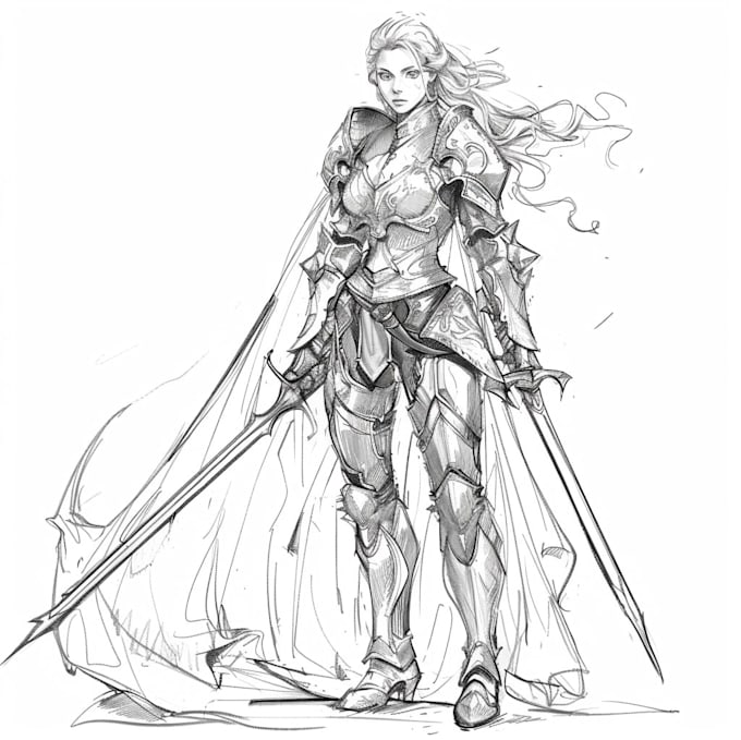 draw fantasy character sketch for you