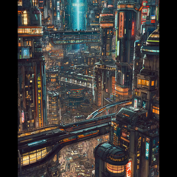 do cyberpunk scifi futuristic city