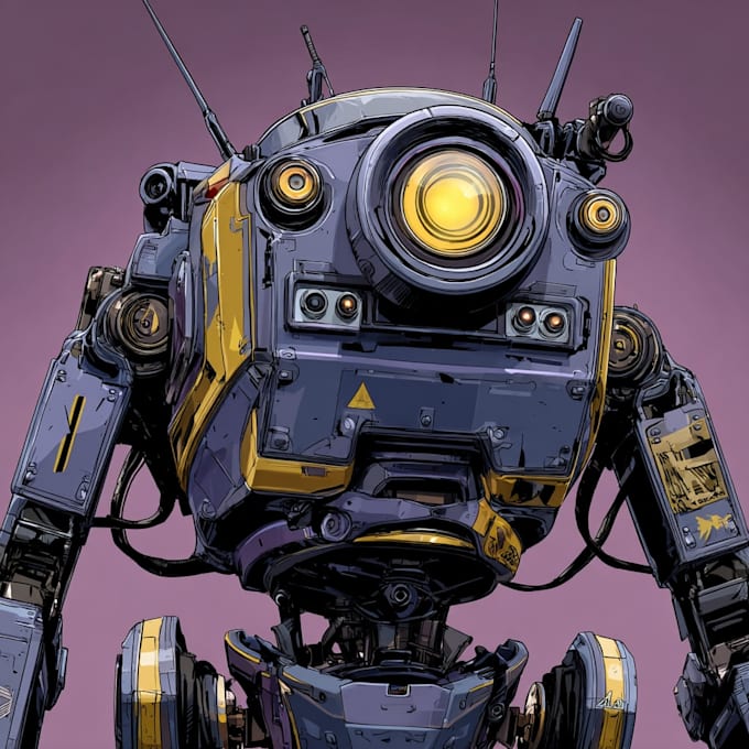 draw unique mecha robot art for you