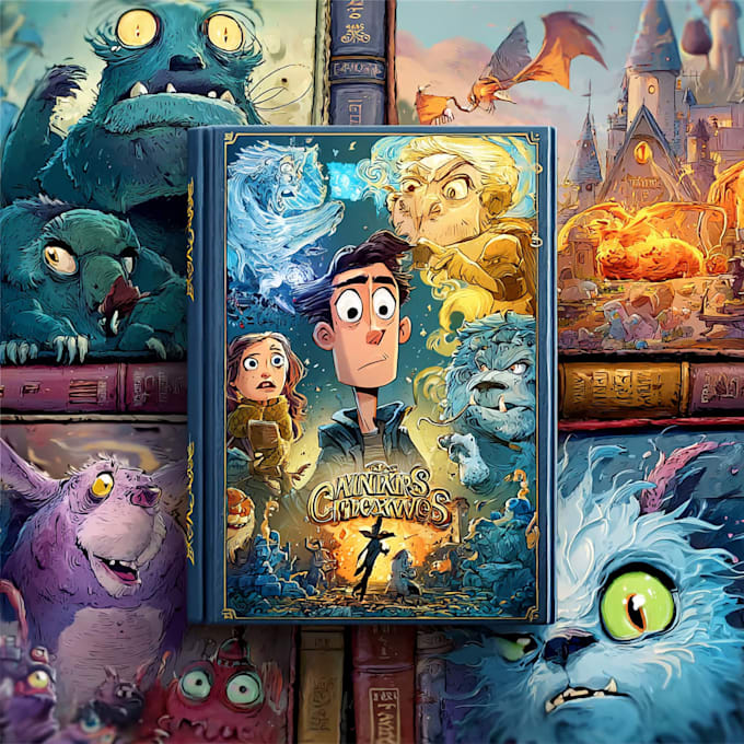 make funny cartoon comic book cover illustration