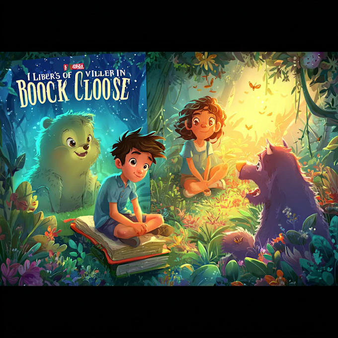 make watercolor children book cover illustration