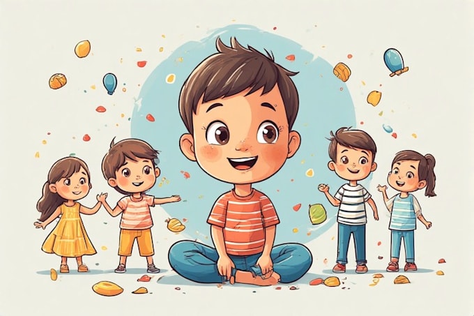 design custom  colorful kids cartoon characters