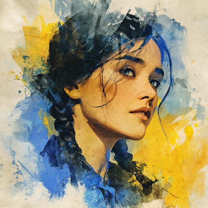 draw  a watercolor portrait illustration