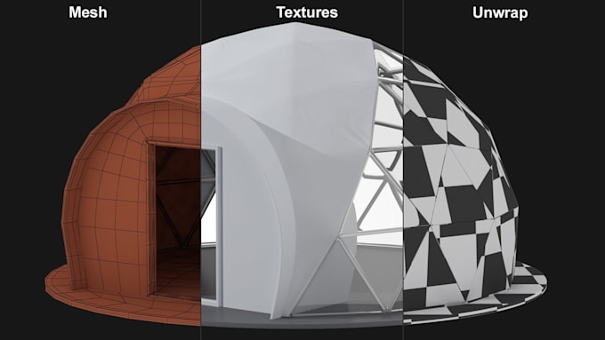 design glamping geodesic dome tiny house and realistic 3d rendering