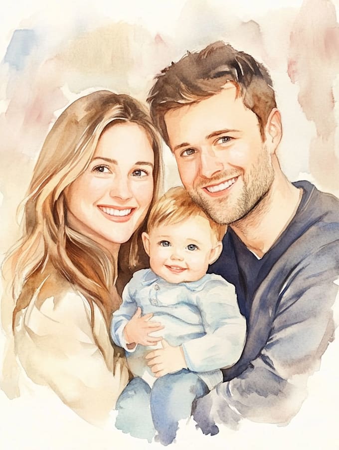make watercolor family portrait
