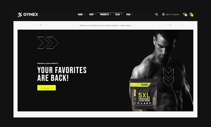 design shopify store supplement store supplement website private lab store