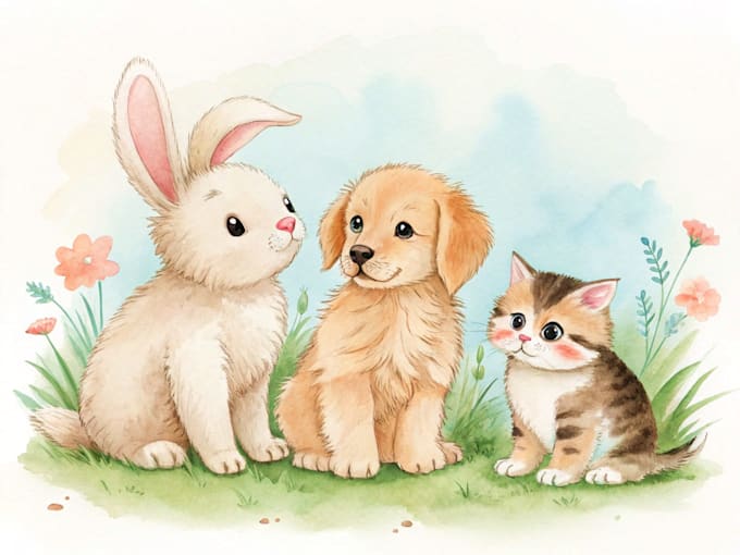 draw cute watercolor animals