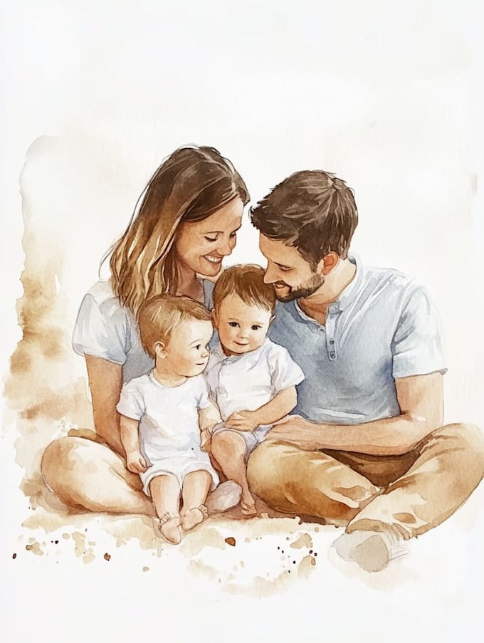 custom watercolor family portrait
