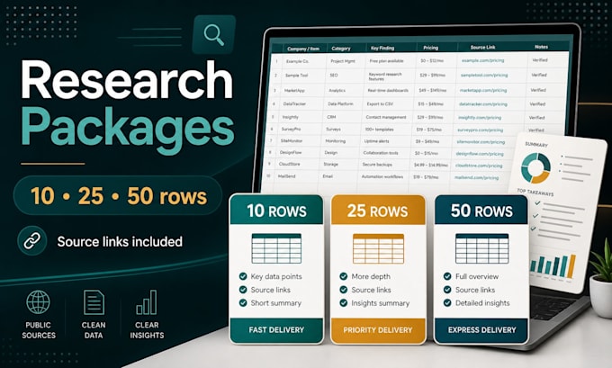 create a concise research spreadsheet for your business or niche