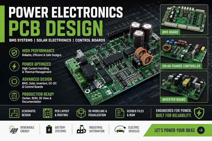 design power electronics pcb, control boards, bms and solar electronics pcb