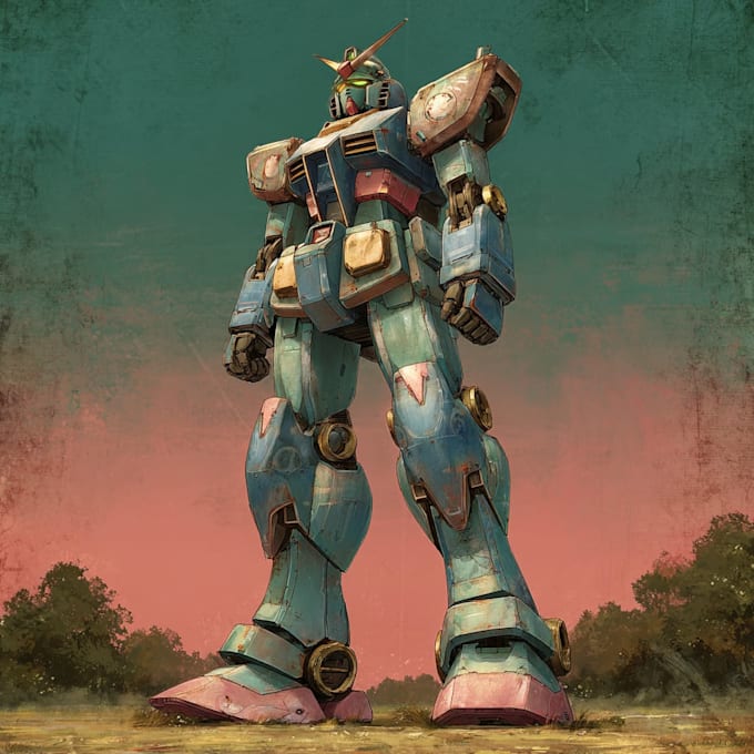 do anime style mecha robot illustrations