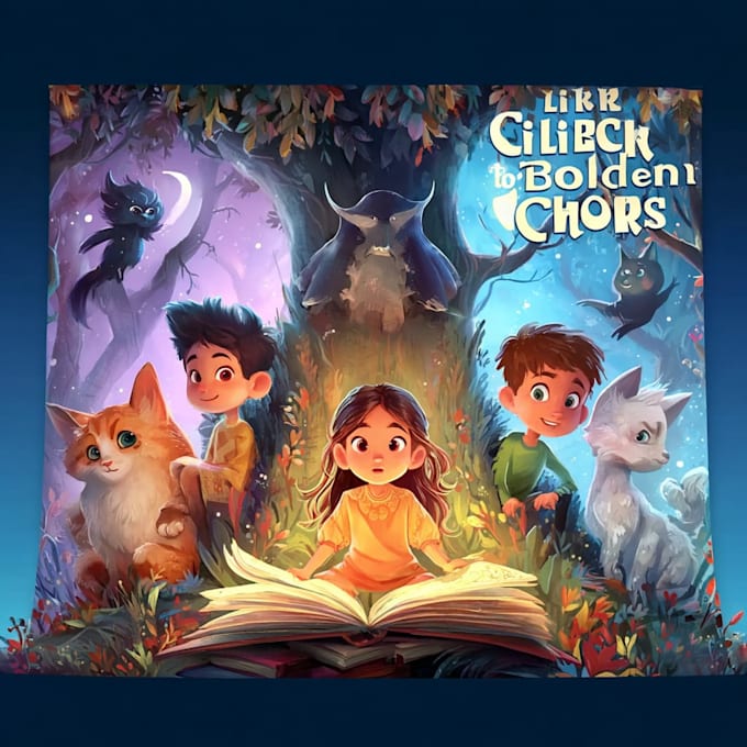 create a magical childrens book cover that captivates