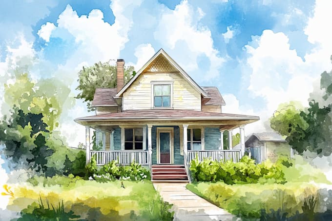 a watercolor house portrait