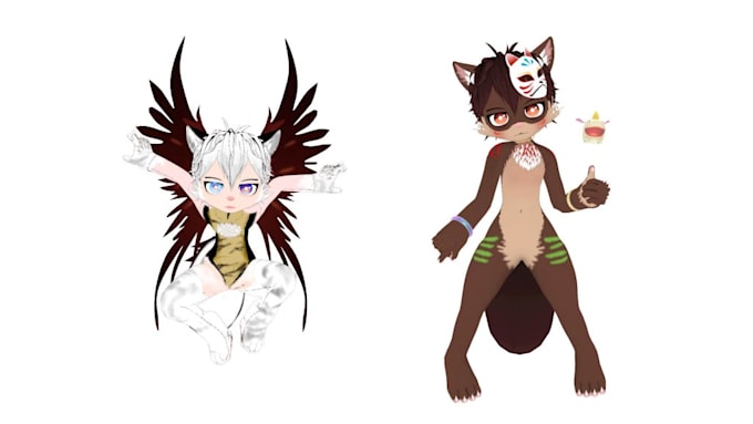 create 3d vtuber model, animal, furry, vrchat avatar, vroid model