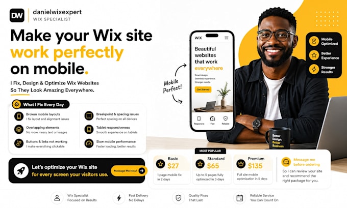 fix wix mobile site and optimize responsiveness for all devices