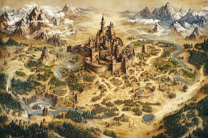 make fantasy map illustration for dnd