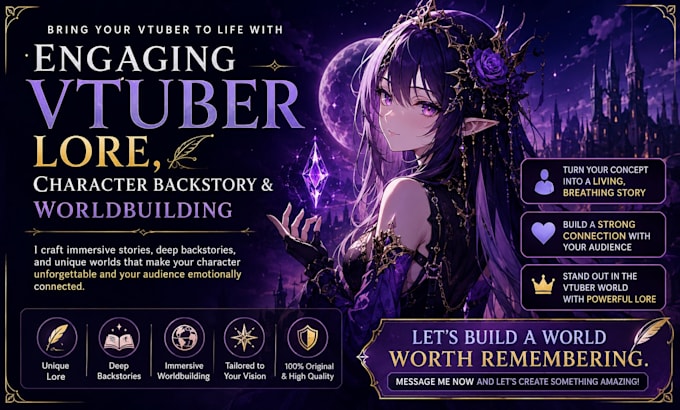 write engaging vtuber lore, character backstory and worldbuilding