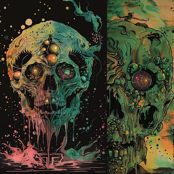 draw stoner rock, heavy metal, psychedelic art
