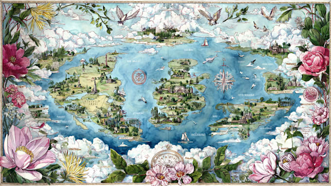 do custom watercolor wedding map