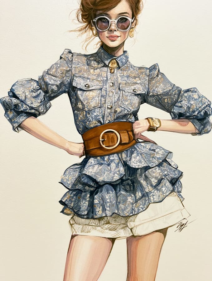 illustrate your portrait into fashion illustration