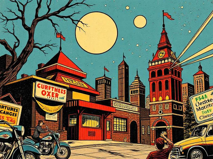 create vintage retro comic book illustration style