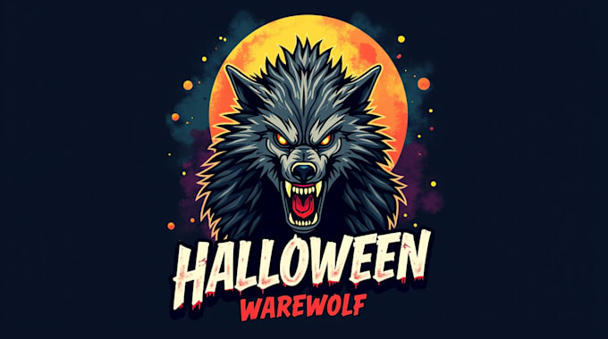 do unique halloween werewolf logo 1 day