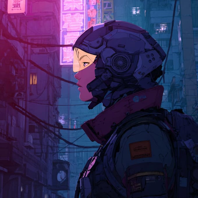 do a cyberpunk anime art