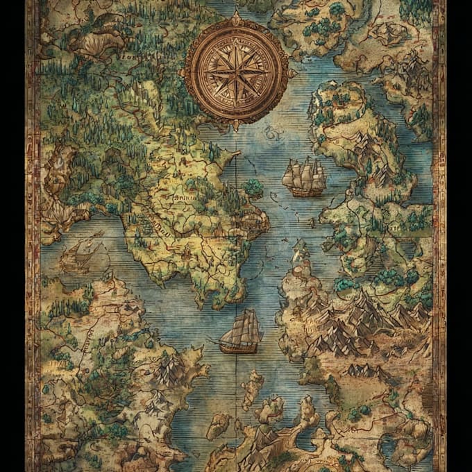 do fantasy, retro and vintage maps for board