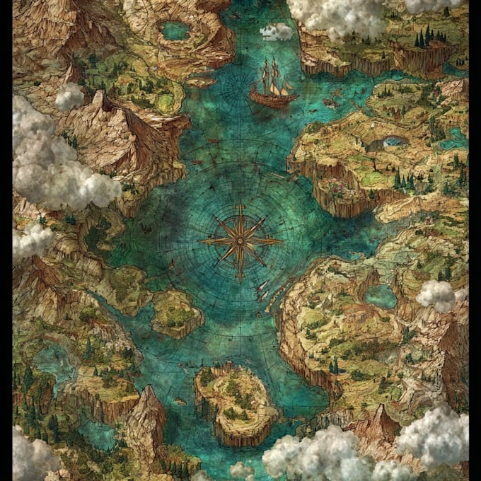 design an original treasure map and fantasy pirate map