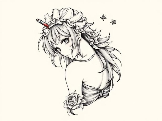 make a custom anime inspired tattoo illustration for you