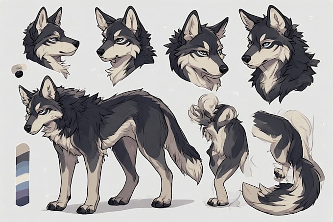 create professional furry reference sheet illustrations for you
