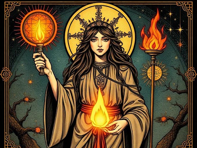 create professional tarot card character artwork with fantasy style