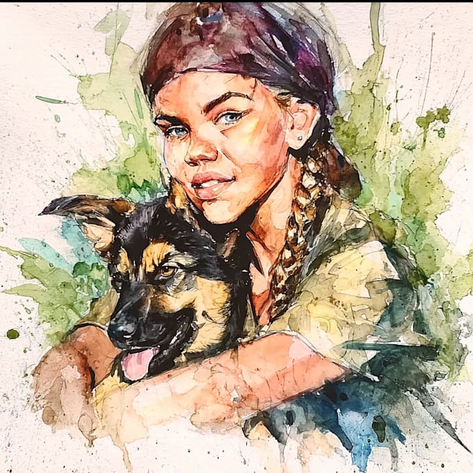create a hand painted watercolor couple portrait keepsake