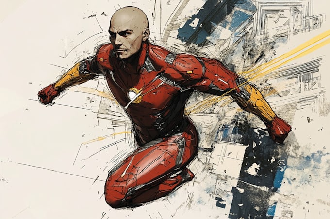 illustrate a superhero comic and marvel character