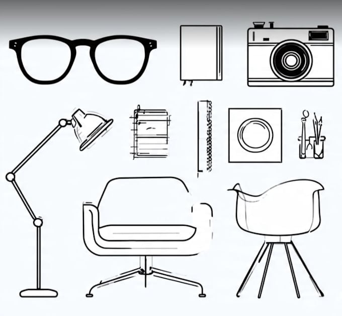 a unique minimalist line art and flat illustration