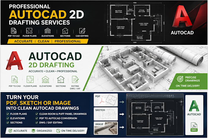 create professional autocad 2d drafting drawings