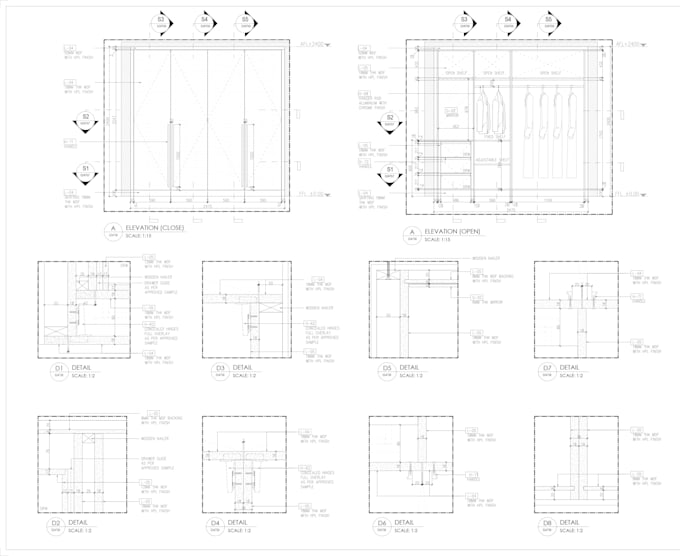 create joinery shop drawings for wardrobes and cabinets