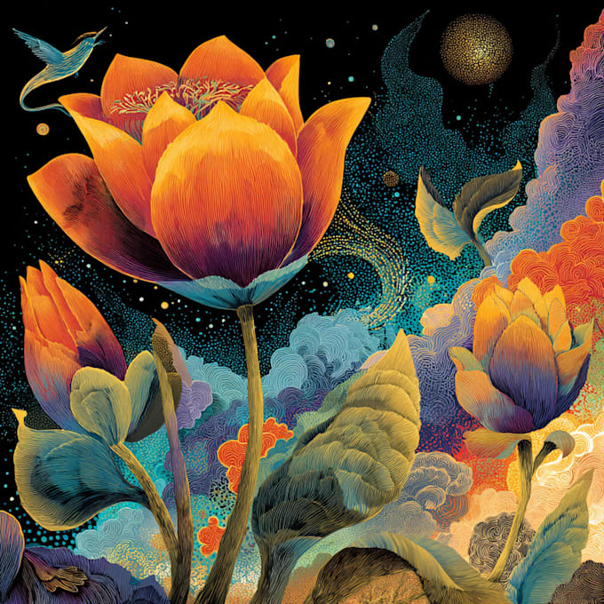 draw a surrealist or fantasy illustration