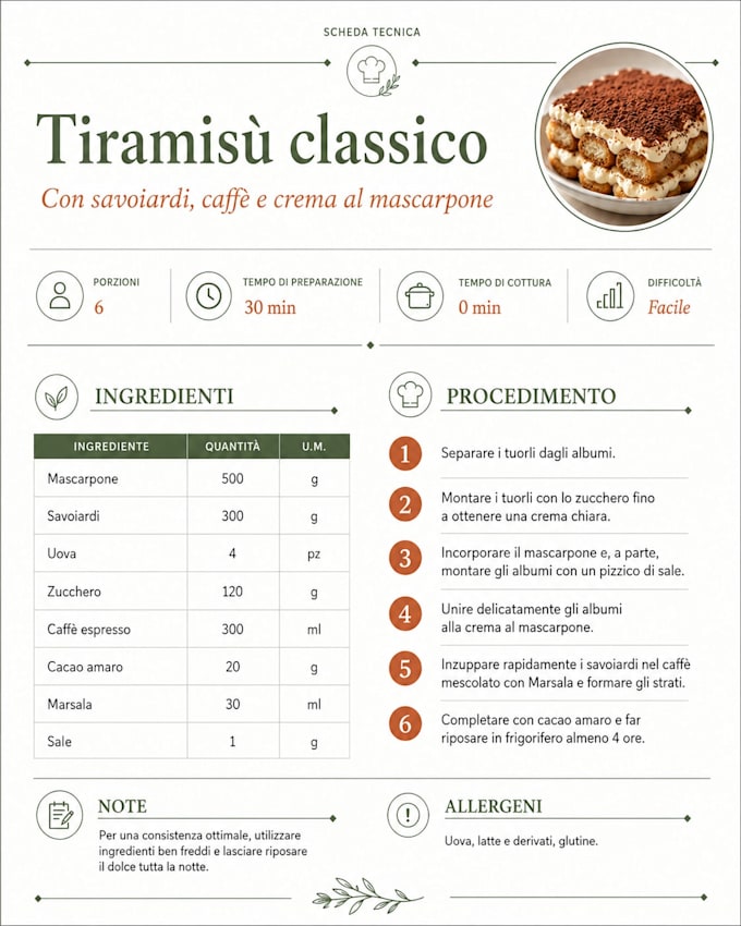 create professional recipe sheets
