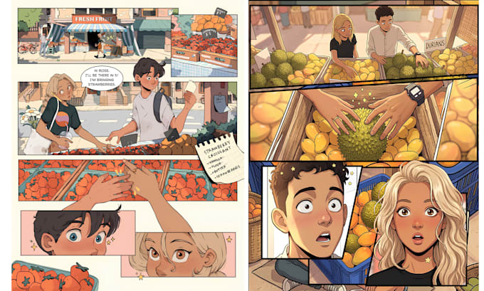 create comic page, anime manga panel, nsfw comic illustration, mangaka, webtoon