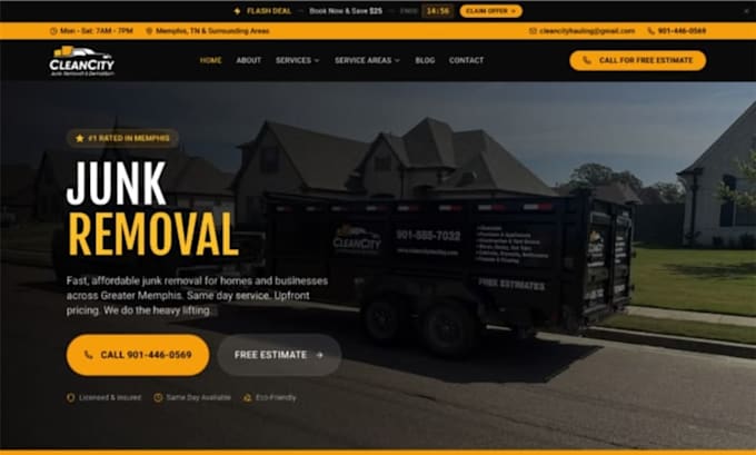 design junk removal website cleaning website junk removal landing page wordpress