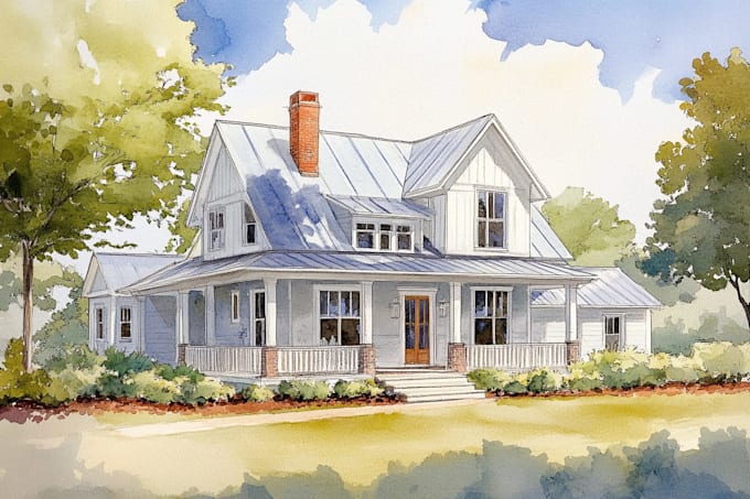 make watercolor house portrait