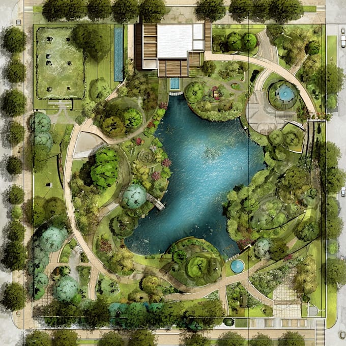 render architecture and landscape site plan design