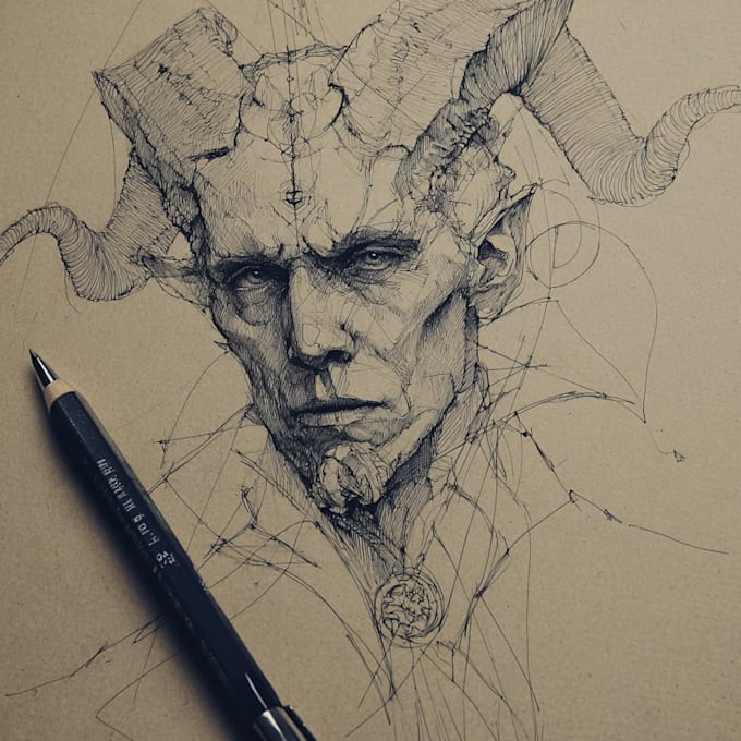 draw horror and gothic line art illustrations