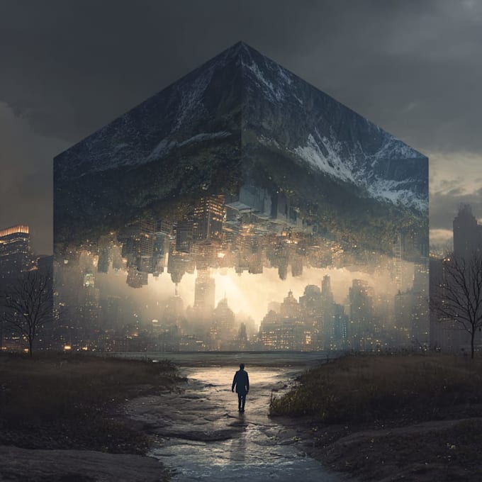 illustrate a surreal landscape or city drawing