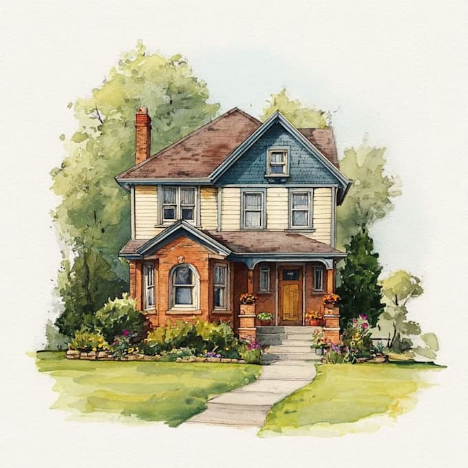 create artistic watercolor beach house