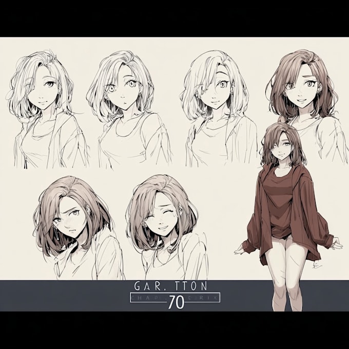 design professional anime character sheet and reference art
