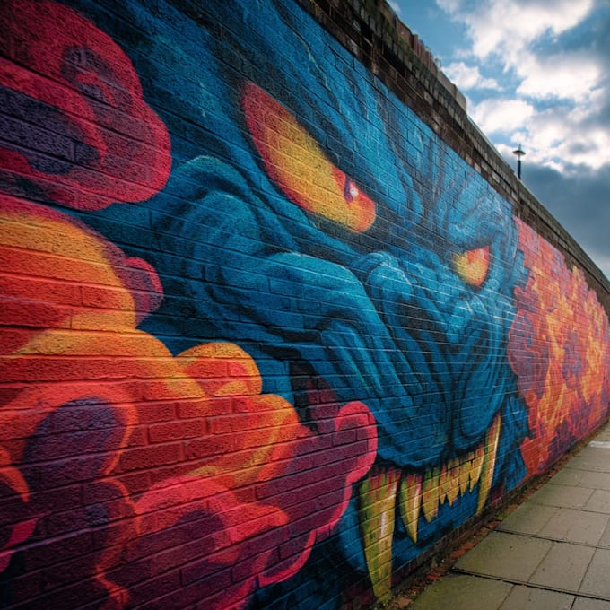 draw any graffiti mural wall art or banner