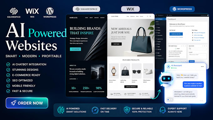 build professional squarespace wix wordpress website with ai chatbot