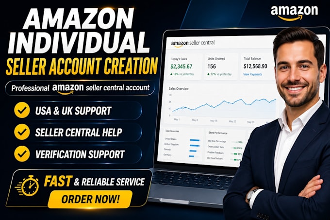 create USA UK amazon individual seller central account amazon fba setup